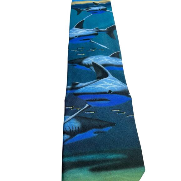 Vintage 1996 Ralph Marlin Sharks Novelty Neck Tie Unique Rare Hard to find - Picture 2 of 4
